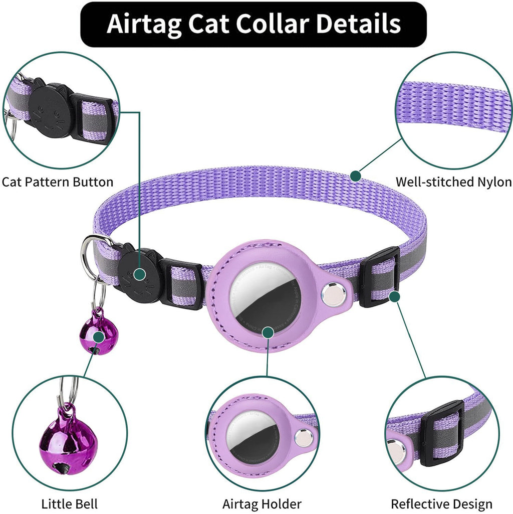 Adjustable Reflective Pet Collar for Airtag